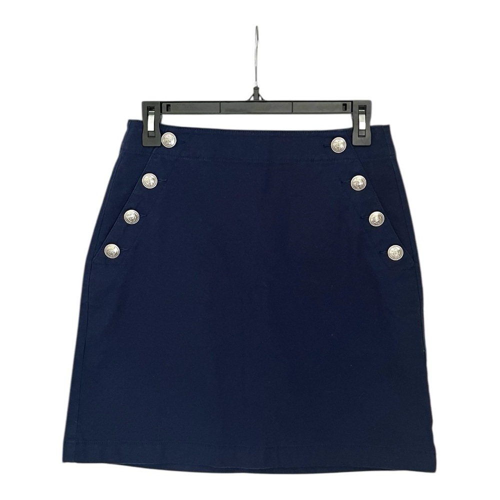 LOFT navy blue skirt with decorative silver anchor button detail